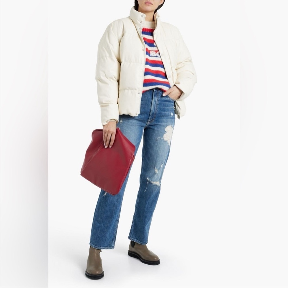 MOTHER The Drop Pillow Talk Puffer Jacket vegan leather white ecru size large - Picture 6 of 16